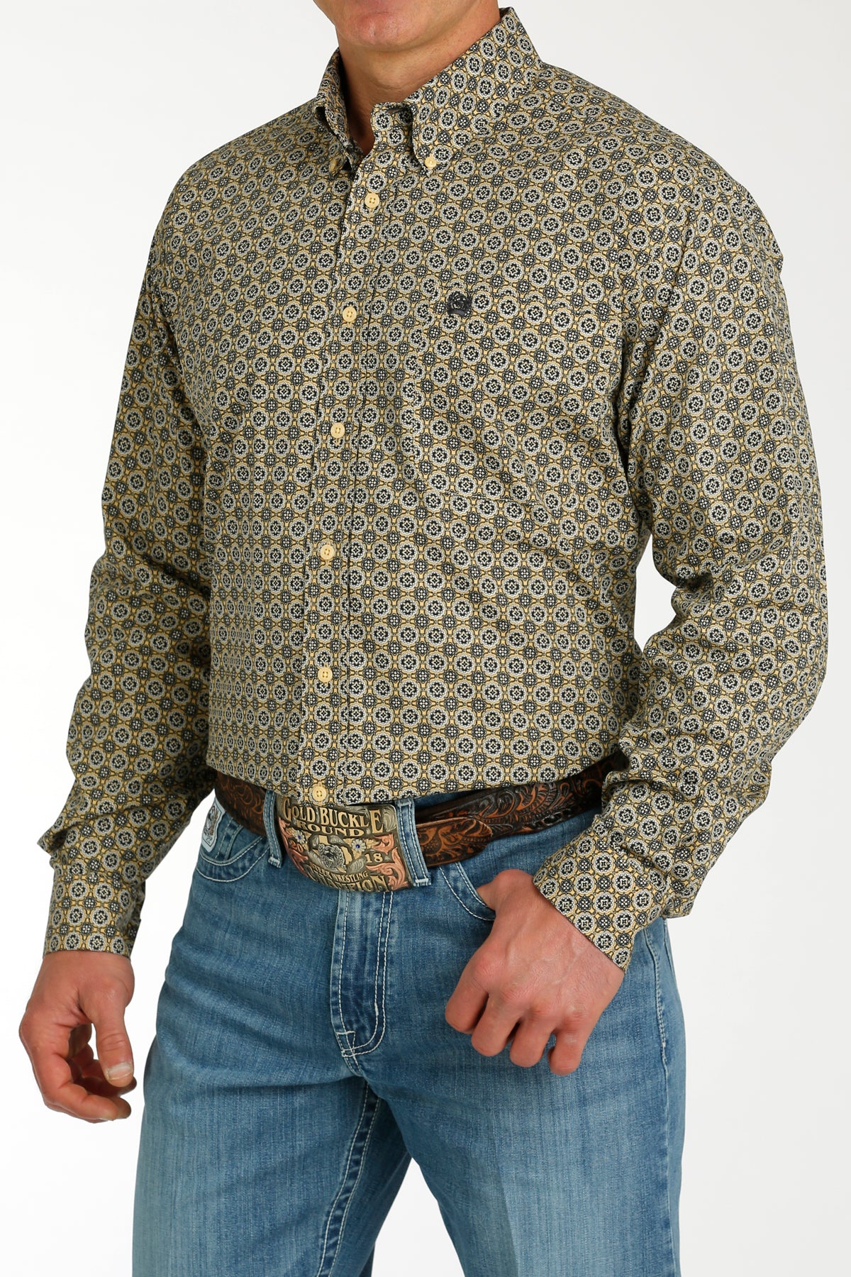 CINCH Men's Gold L/S Button-Down Western Shirt