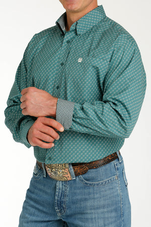 CINCH Men's Green Button-Down Western Shirt