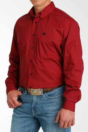 CINCH Men's Red Button-Down Western Shirt