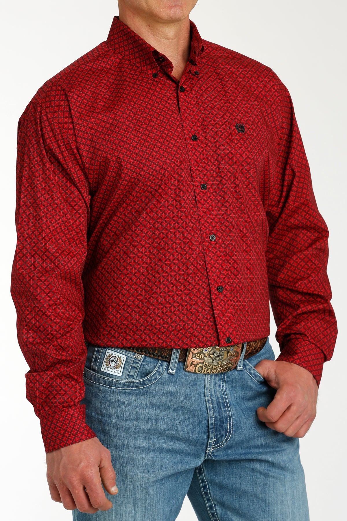 CINCH Men's Red Button-Down Western Shirt