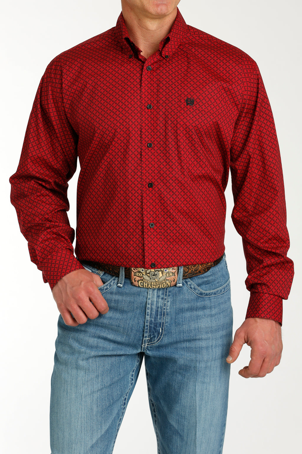 CINCH Men's Red Button-Down Western Shirt