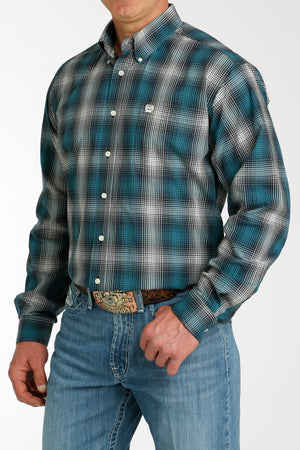 CINCH Men's Teal Button-Down Western Shirt