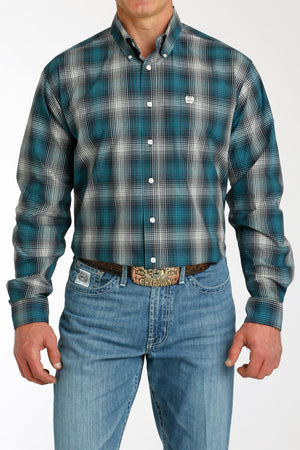 CINCH Men's Teal Button-Down Western Shirt