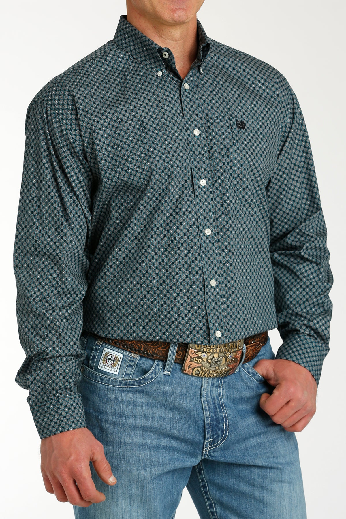 CINCH Men's Teal Button-Down Western Shirt