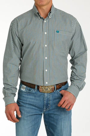 CINCH Men's Green Plaid Button-Down Western Shirt