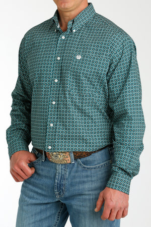 CINCH Men's Teal Button-Down Western Shirt