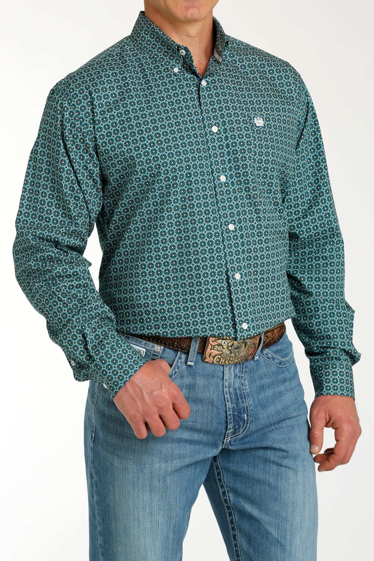 CINCH Men's Teal Button-Down Western Shirt