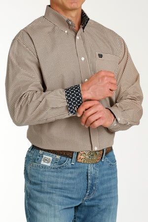 CINCH Men's Coral and Black Button-Down Western Shirt