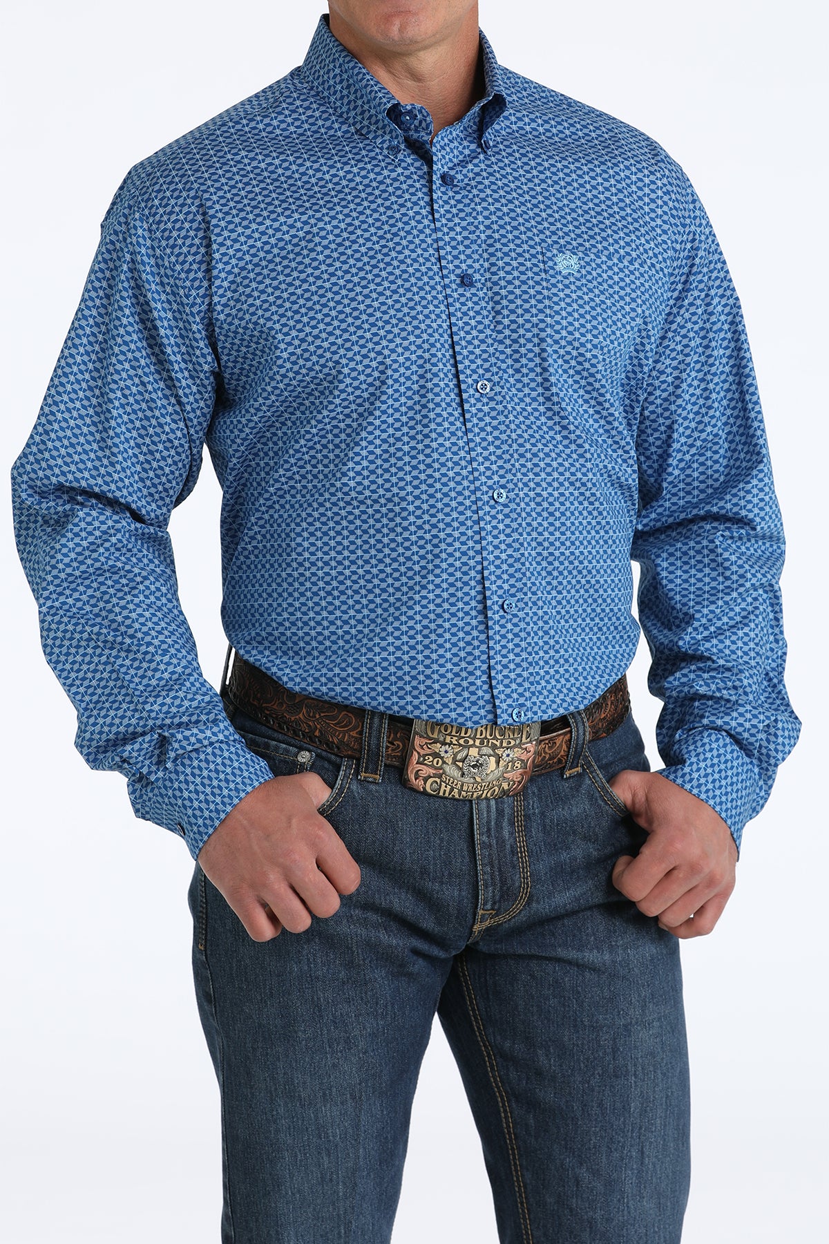 CINCH Men's Blue Button-Down Western Shirt