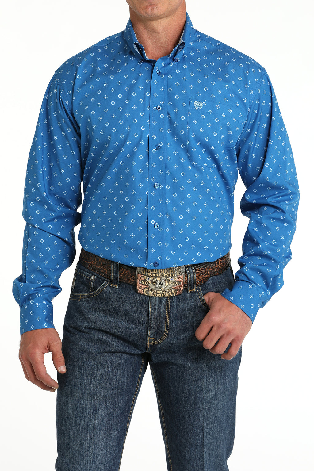 CINCH Men's Royal Blue Button-Down Western Shirt