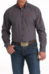 CINCH Men's Navy/Red Plaid Button-Down Western Shirt