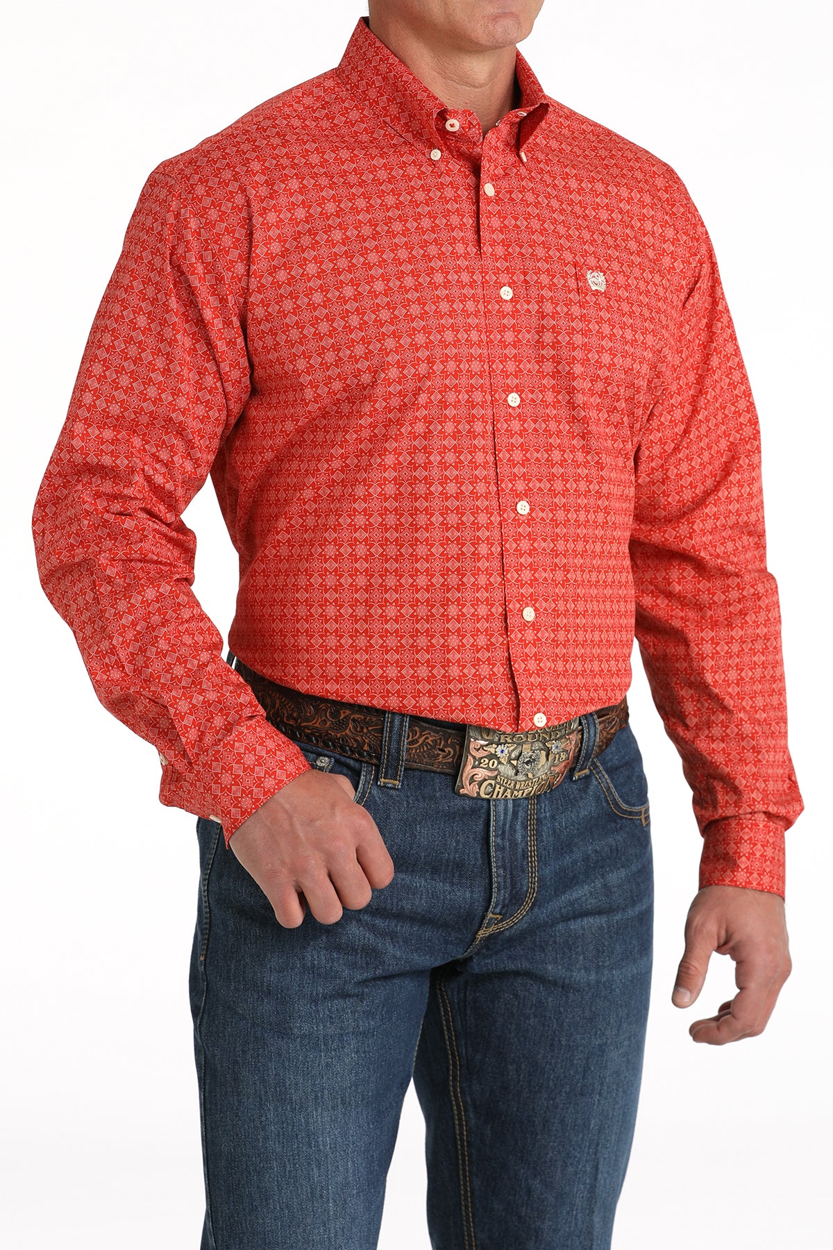 CINCH Men's Red Button-Down Western Shirt