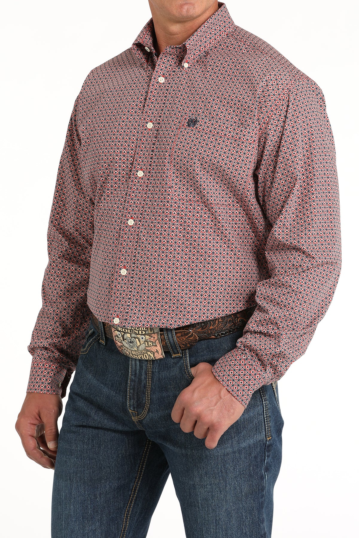 CINCH Men's Red Button-Down Western Shirt