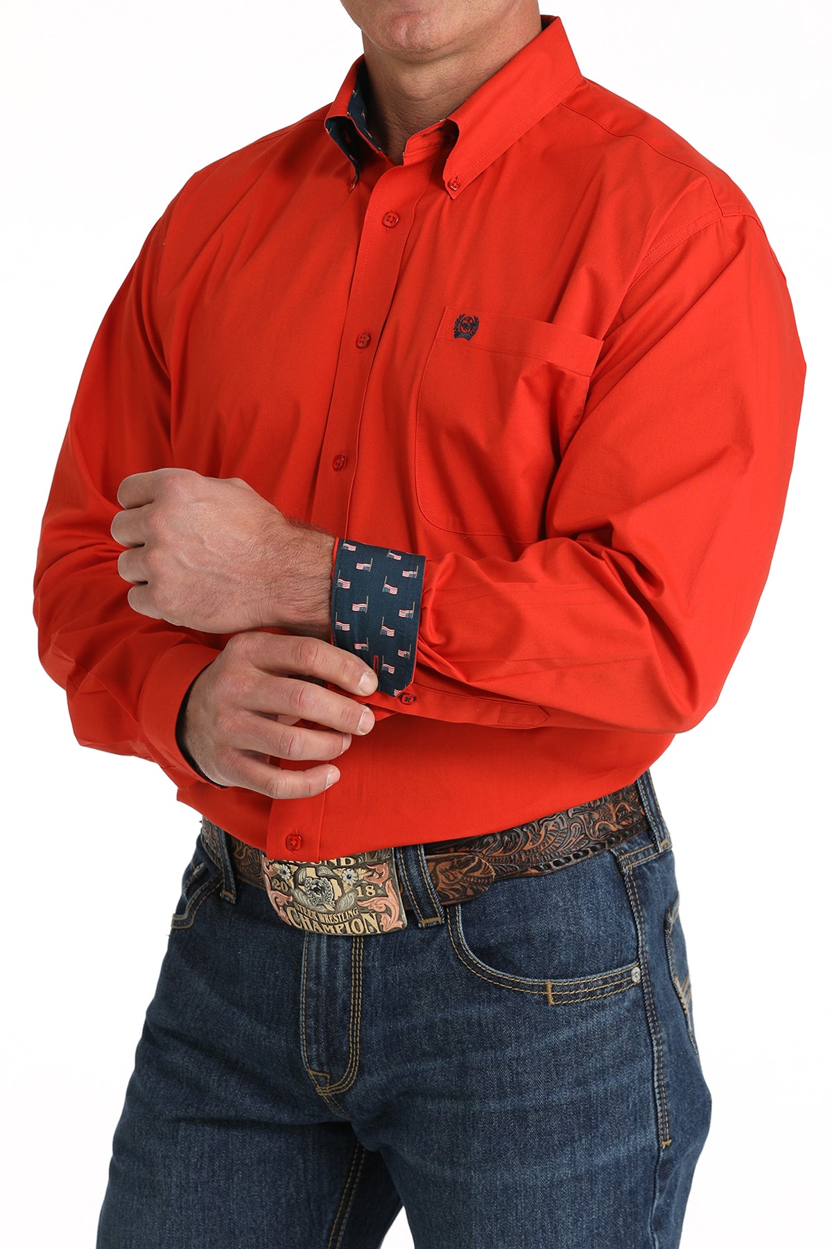 CINCH Men's Solid Red Button-Down Western Shirt