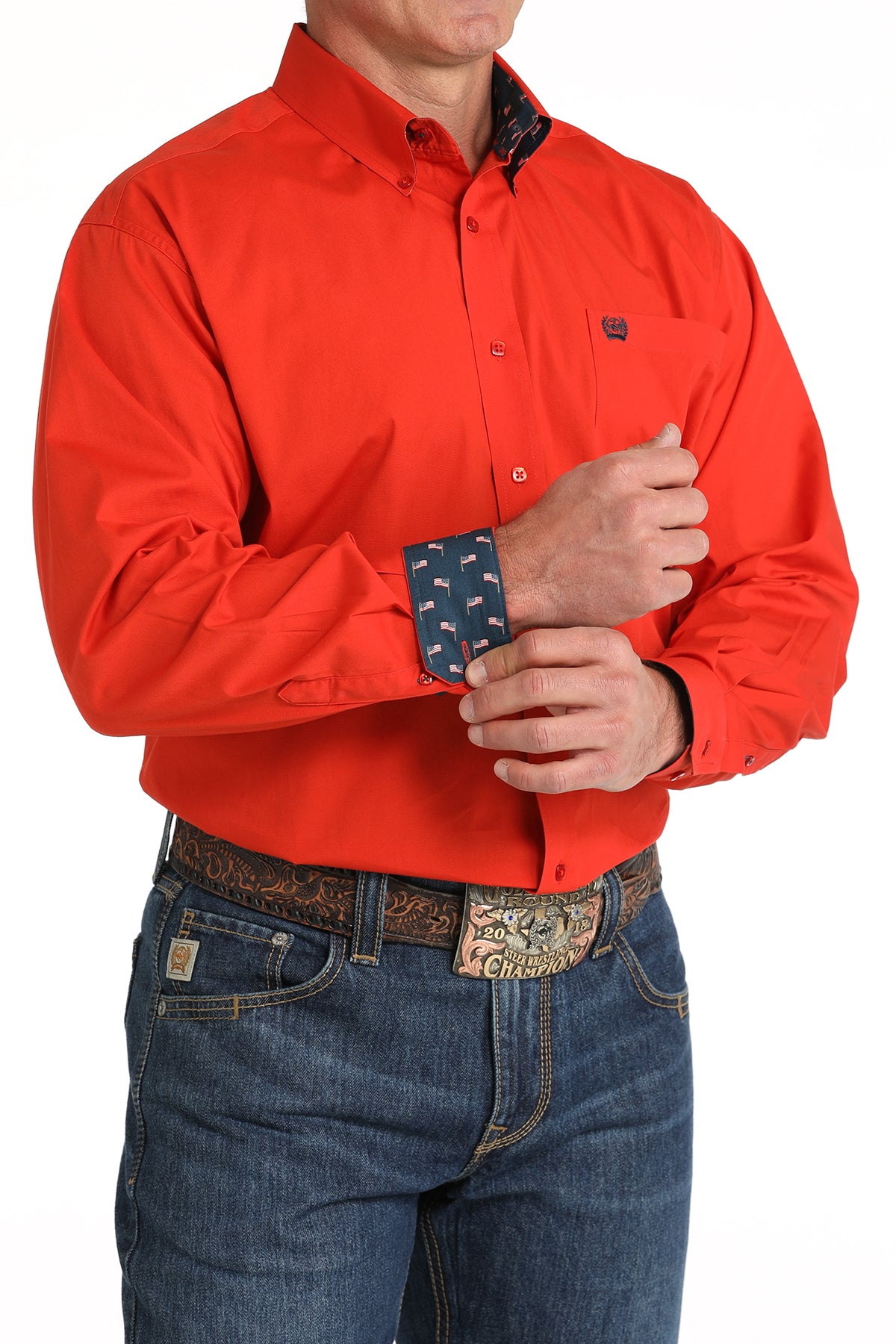 CINCH Men's Solid Red Button-Down Western Shirt