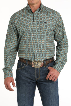 CINCH Men's Green Button-Down Western Shirt