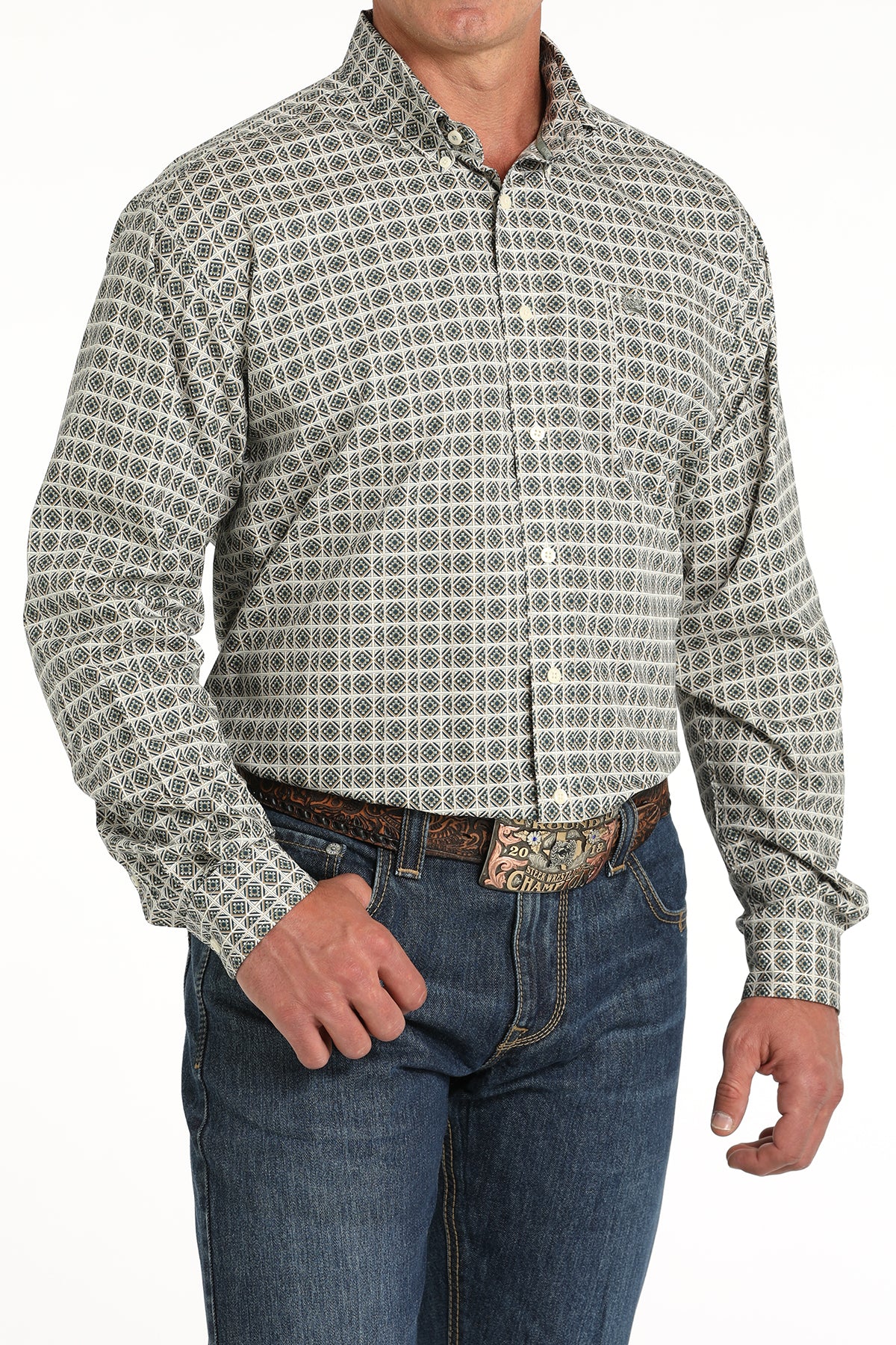 CINCH Men's Cream Button-Down Western Shirt