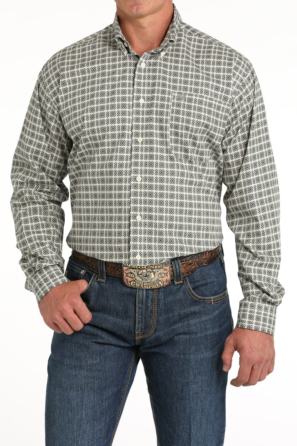 CINCH Men's Cream Button-Down Western Shirt