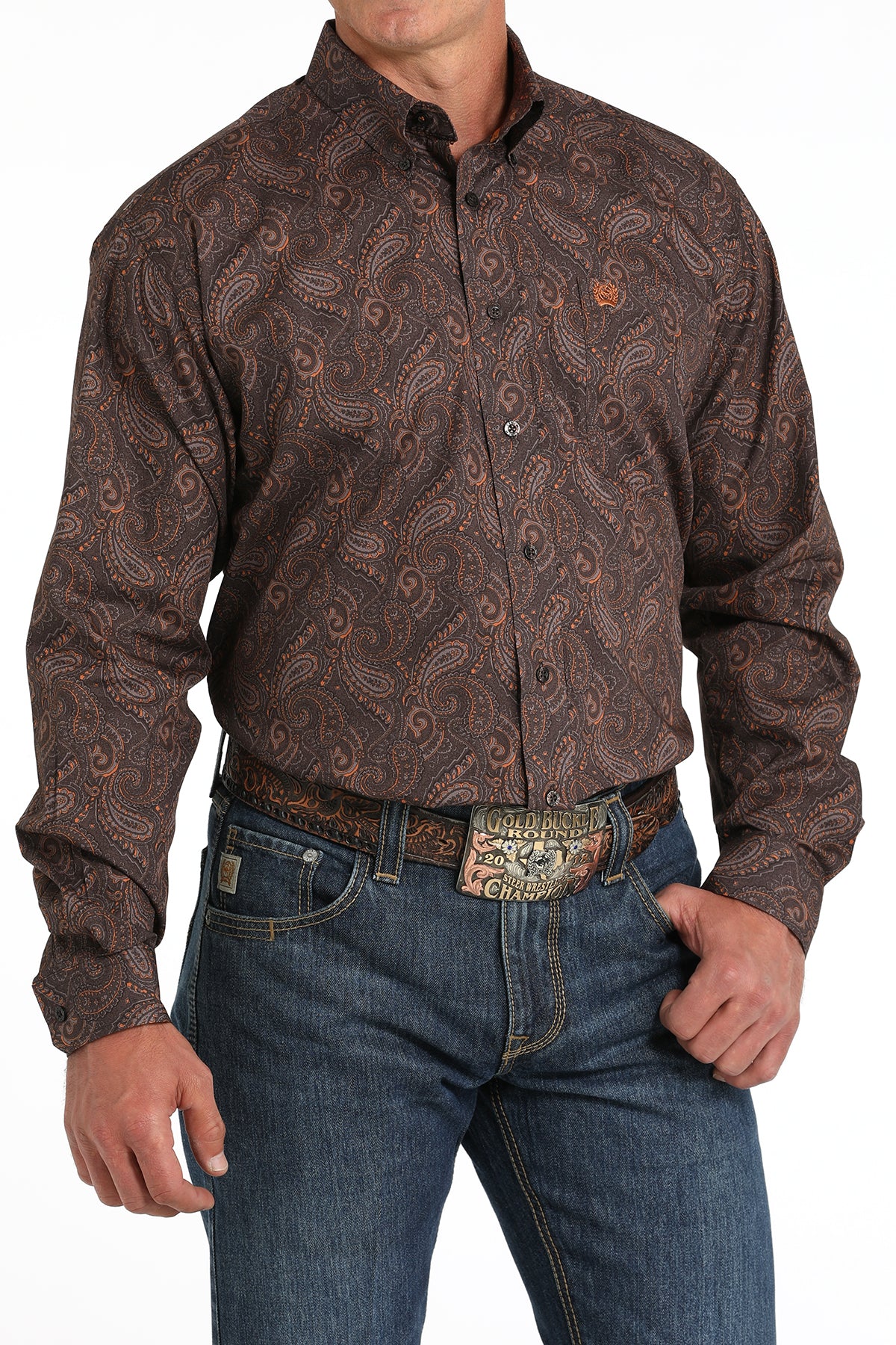 CINCH Men's Brown Button-Down Western Shirt