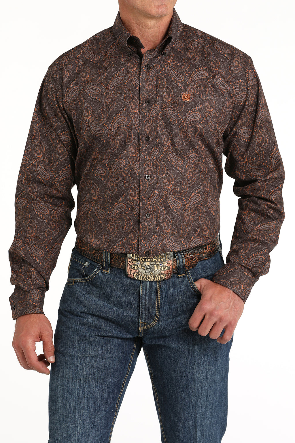 CINCH Men's Brown Button-Down Western Shirt