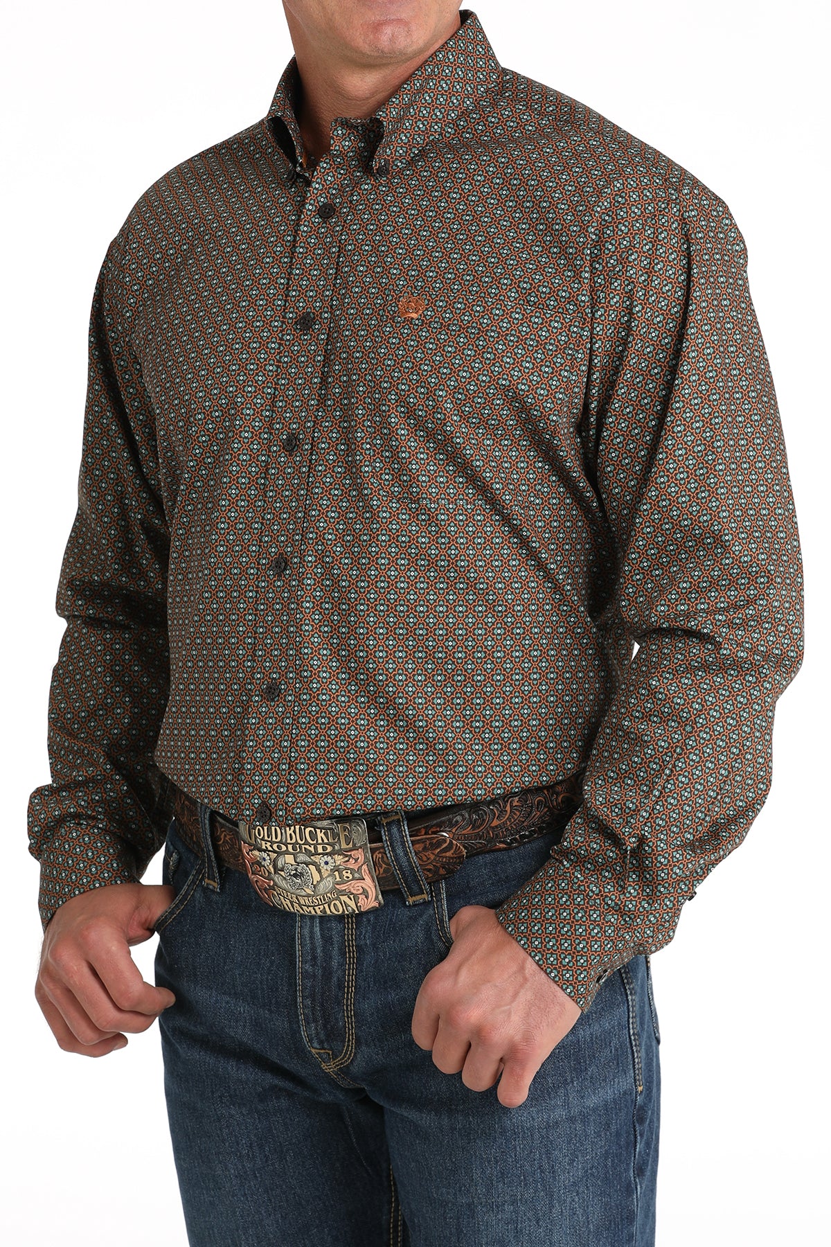 CINCH Men's Brown Button-Down Western Shirt