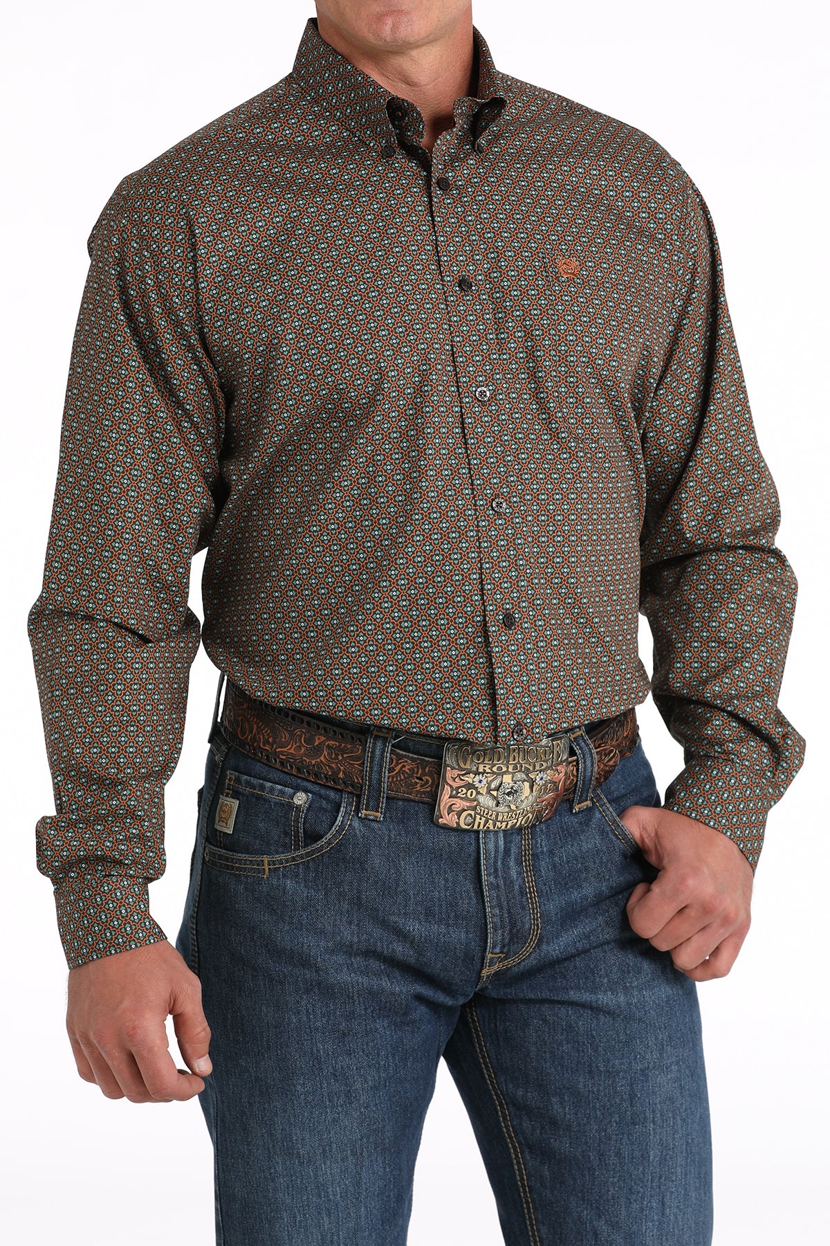 CINCH Men's Brown Button-Down Western Shirt