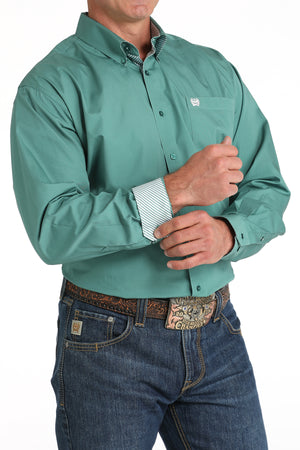 CINCH Men's Solid Green Button-Down Western Shirt