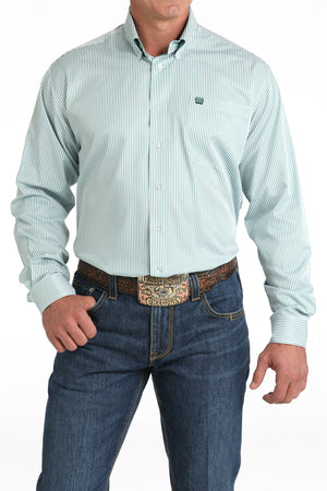 CINCH Men's Stripe Green Button-Down Western Shirt