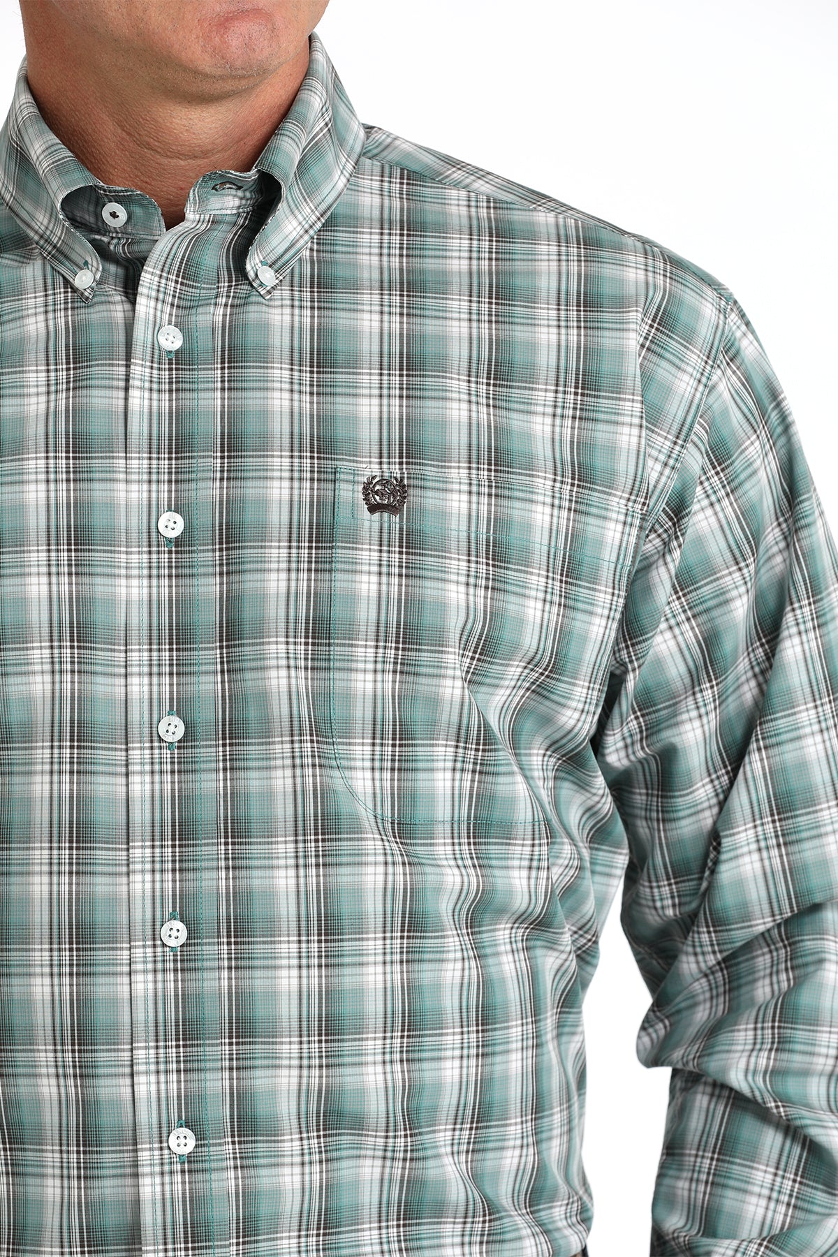 CINCH Men's Green Plaid Button-Down Western Shirt