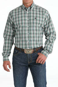 CINCH Men's Green Plaid Button-Down Western Shirt