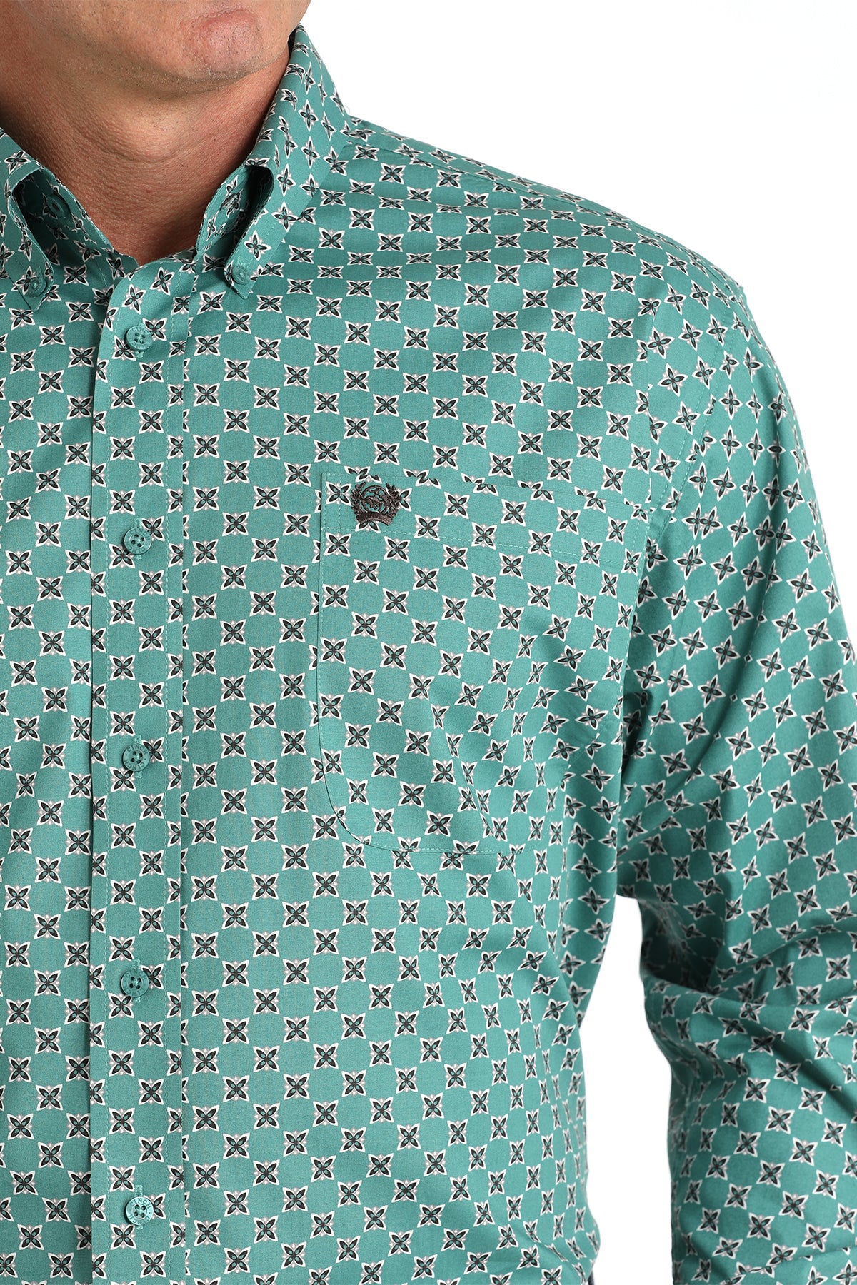 CINCH Men's Green Button-Down Western Shirt