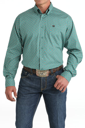 CINCH Men's Green Button-Down Western Shirt