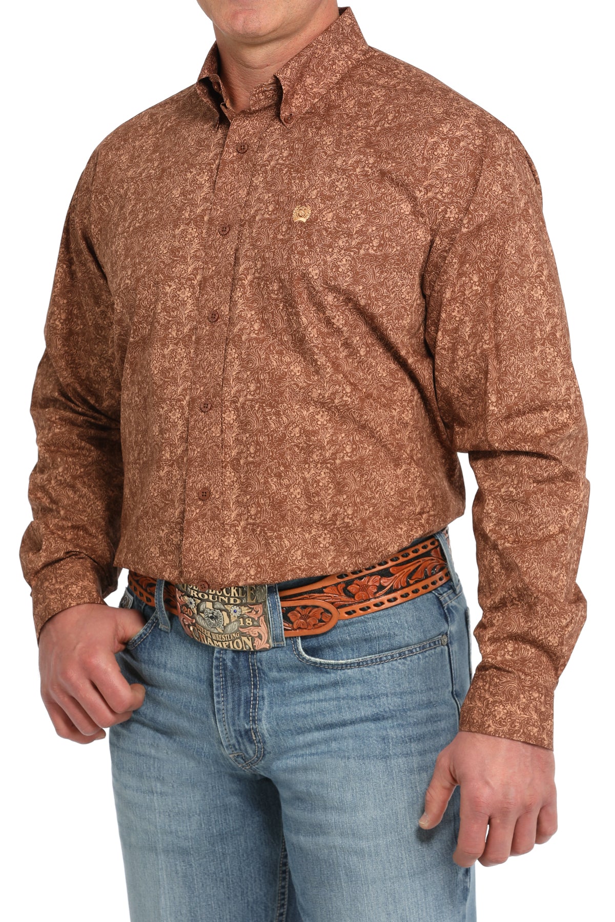 CINCH Men's Brown Button-Down Western Shirt