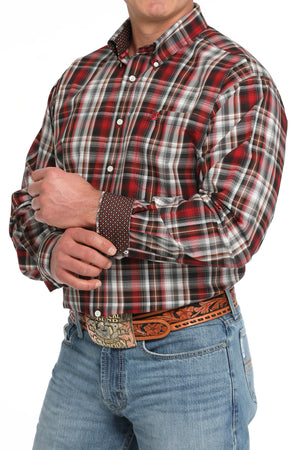 CINCH Men's Red Plaid Button-Down Western Shirt