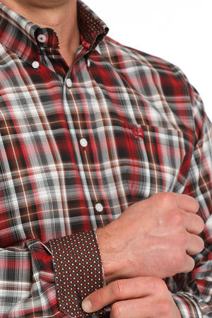 CINCH Men's Red Plaid Button-Down Western Shirt