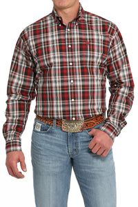 CINCH Men's Red Plaid Button-Down Western Shirt