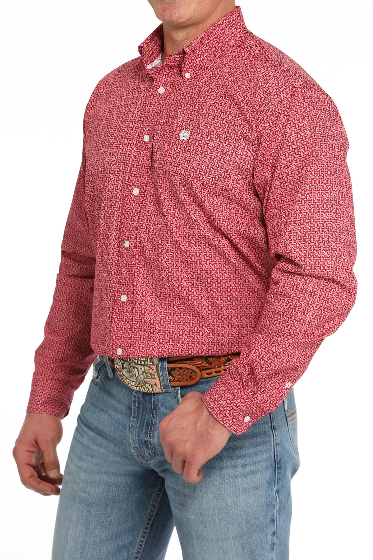 CINCH Men's Red Button-Down Western Shirt