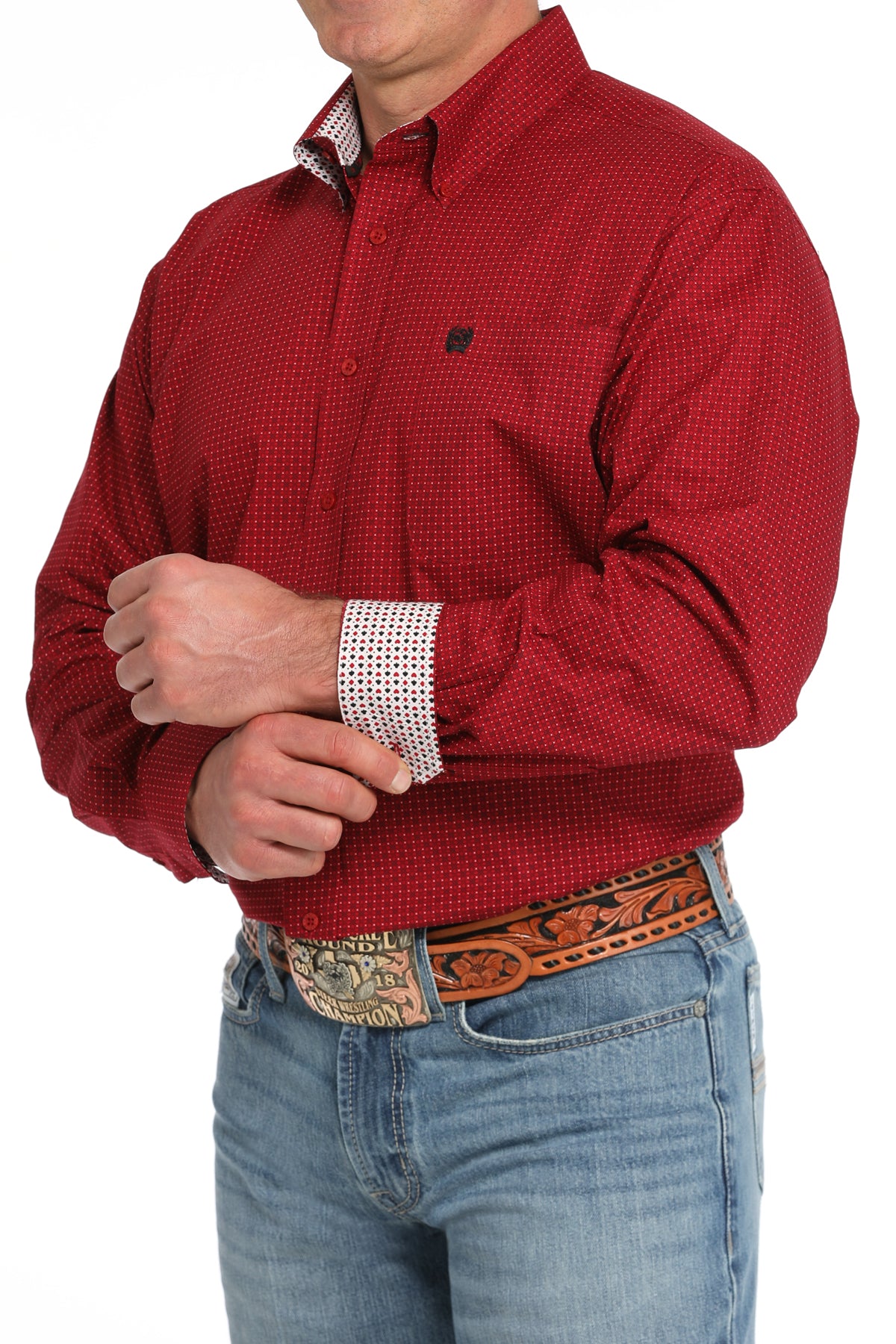 CINCH Men's Red Button-Down Western Shirt