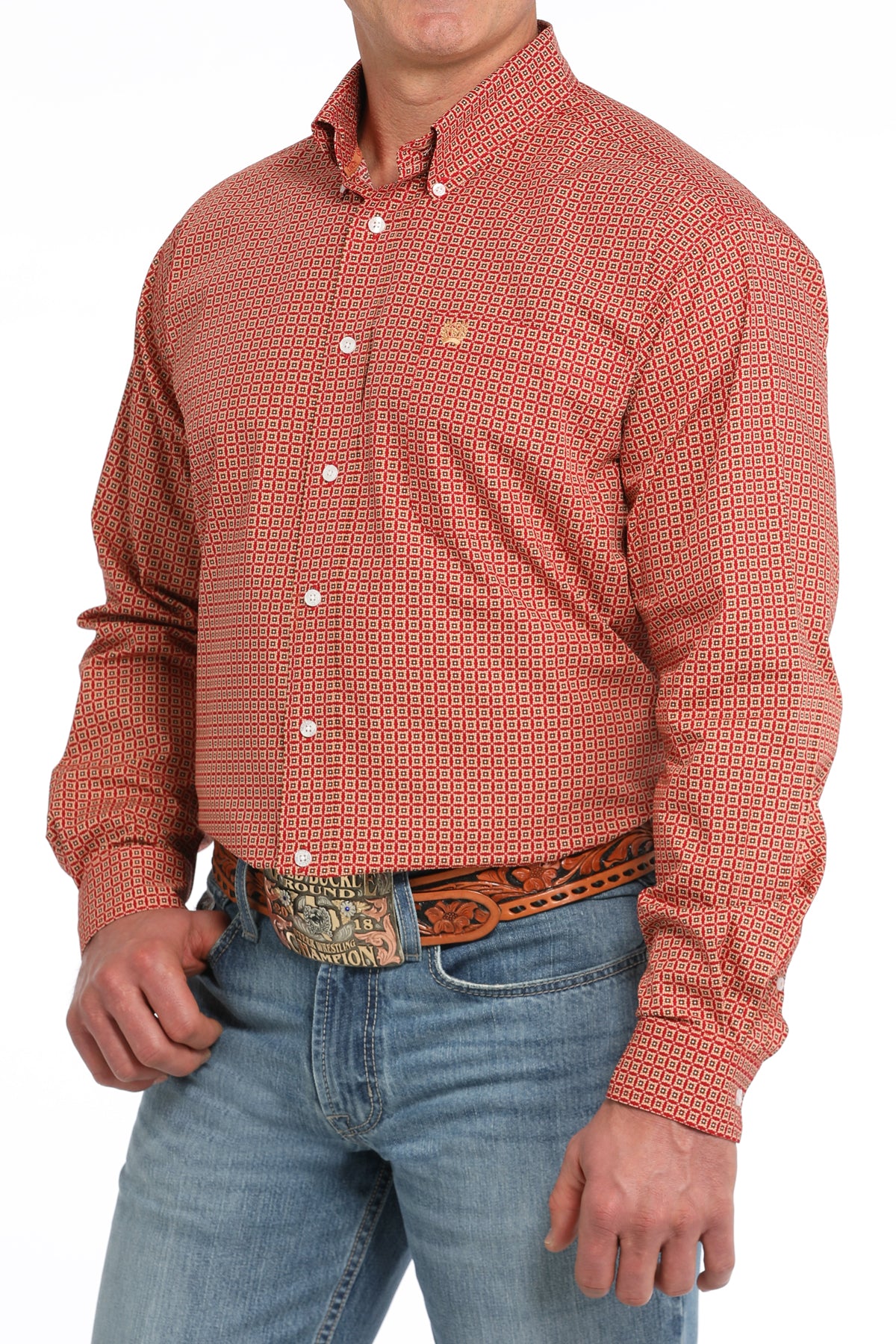 CINCH Men's Red Button-Down Western Shirt