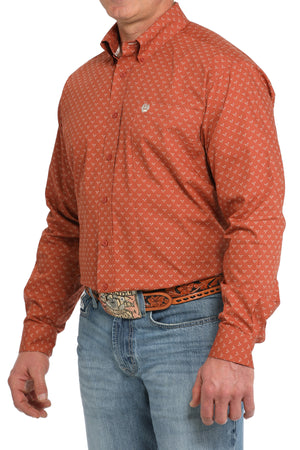 CINCH Men's Orange Button-Down Western Shirt