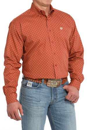 CINCH Men's Orange Button-Down Western Shirt