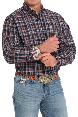 CINCH Men's Navy Plaid Button-Down Western Shirt