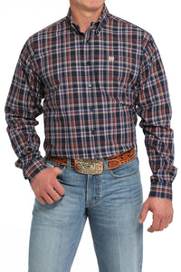 CINCH Men's Navy Plaid Button-Down Western Shirt