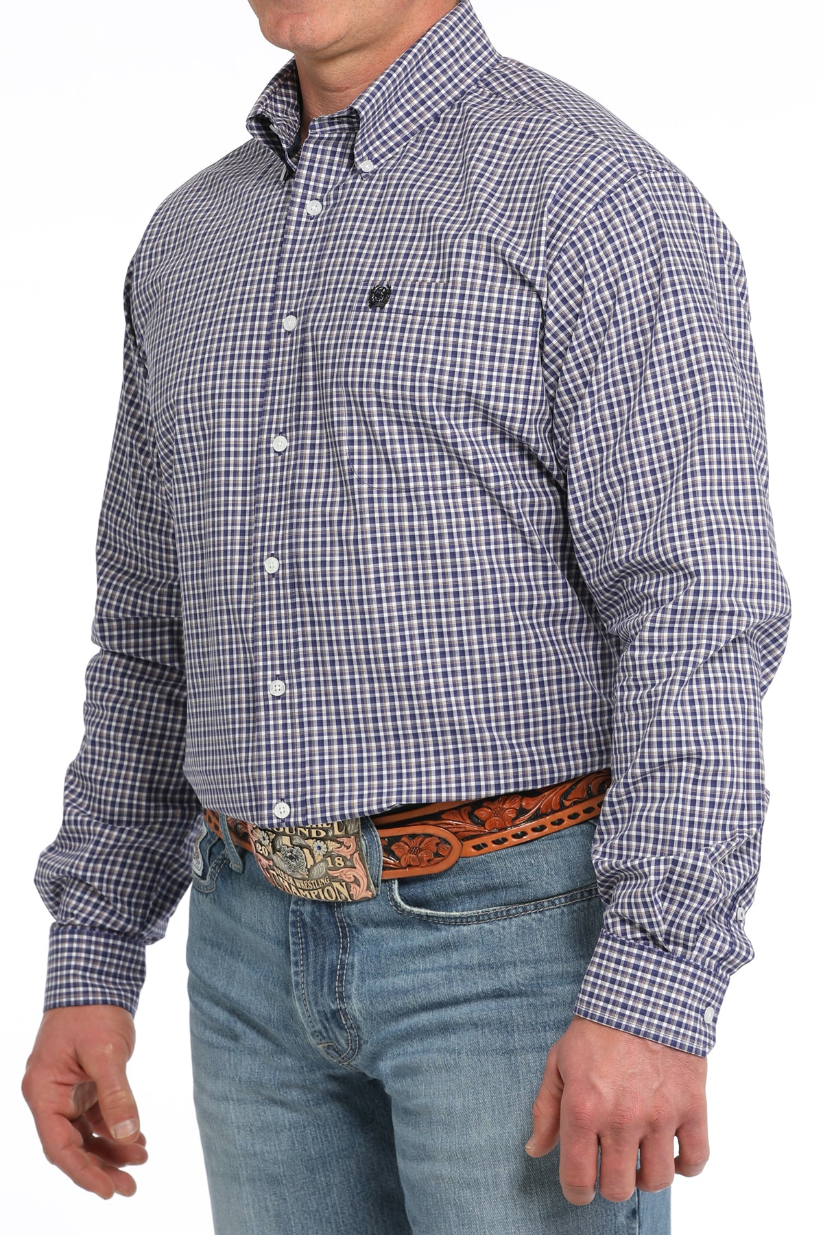 CINCH Men's Purple Plaid Button-Down Western Shirt