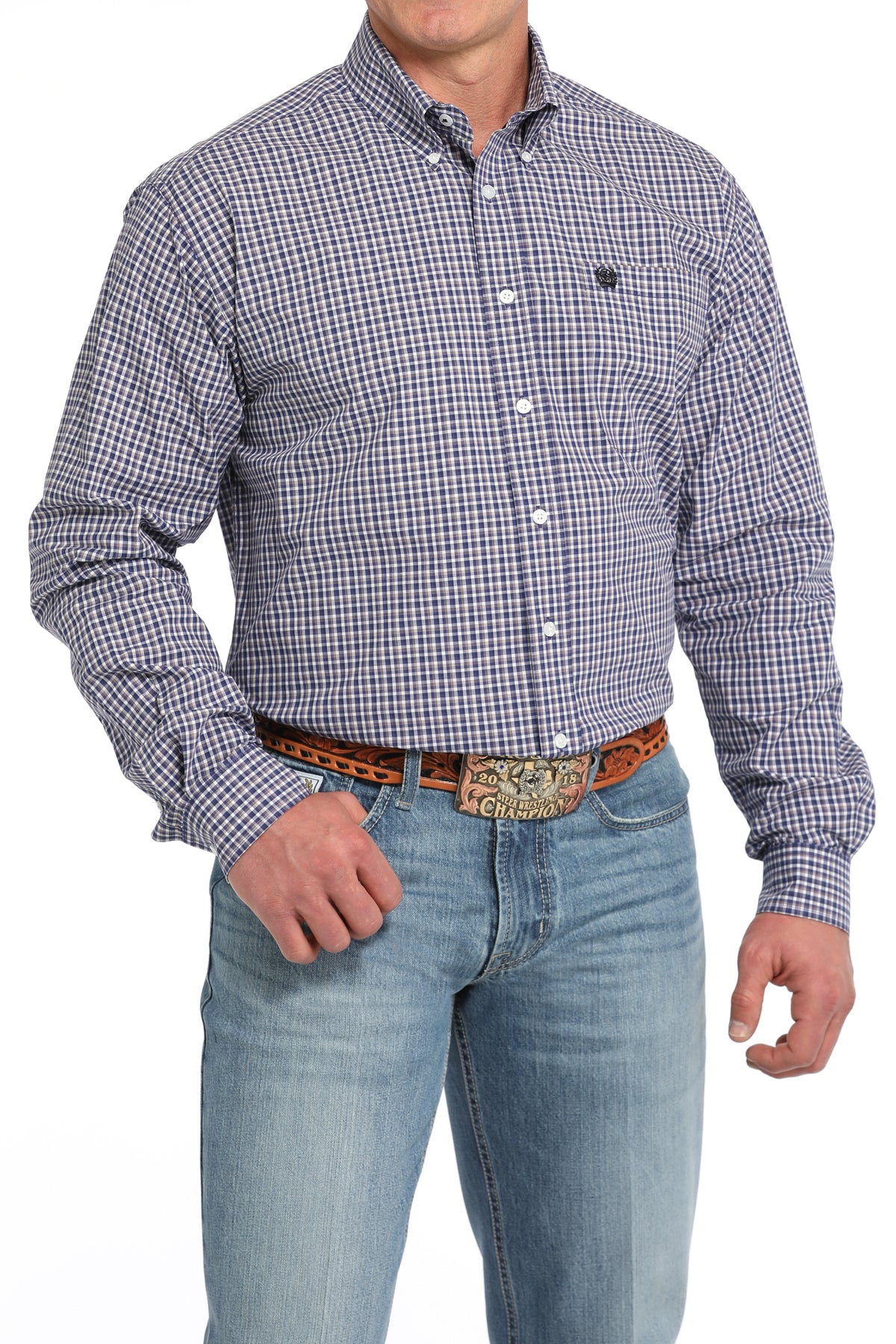 CINCH Men's Purple Plaid Button-Down Western Shirt