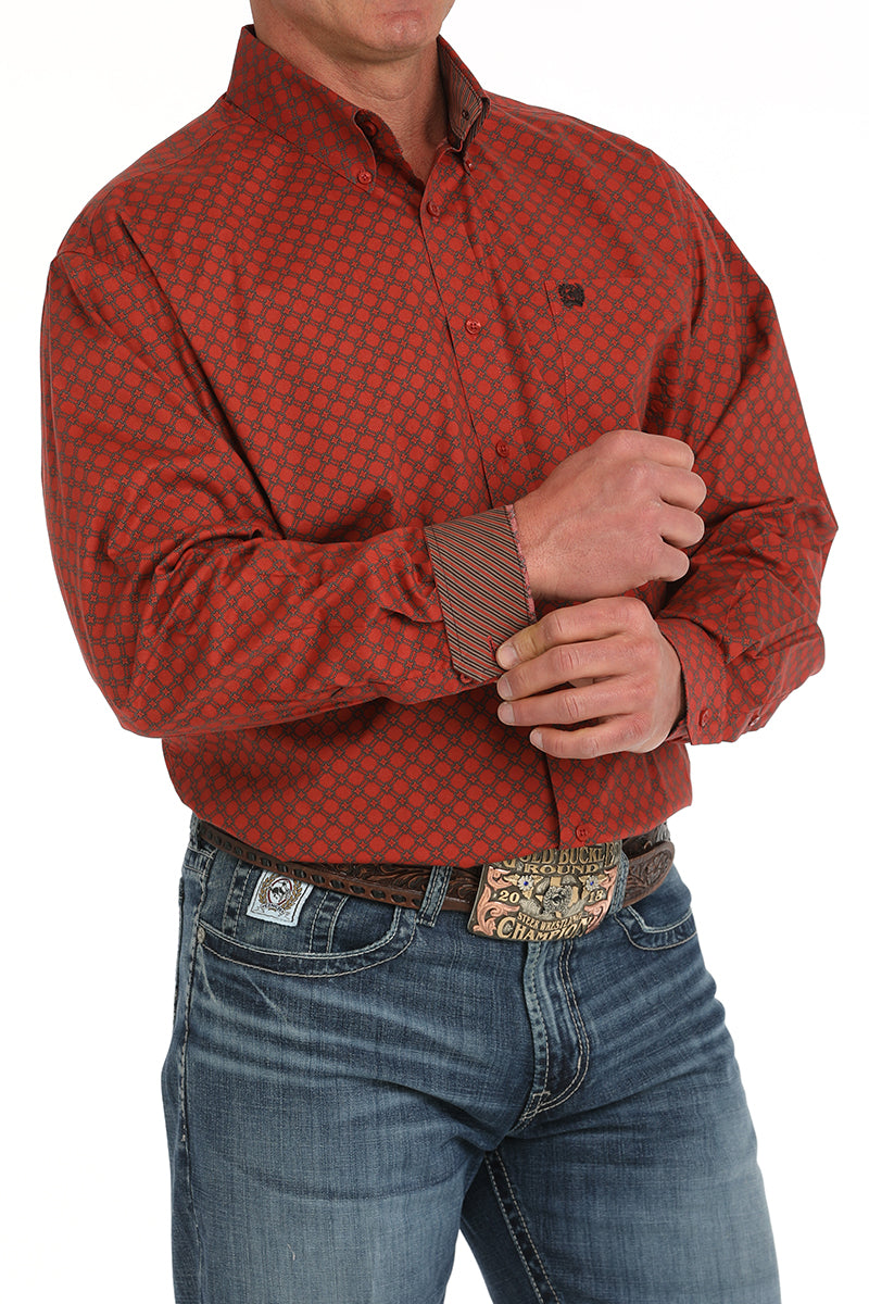 CINCH Men's Red Button-Down Western Shirt
