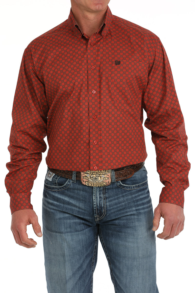 CINCH Men's Red Button-Down Western Shirt