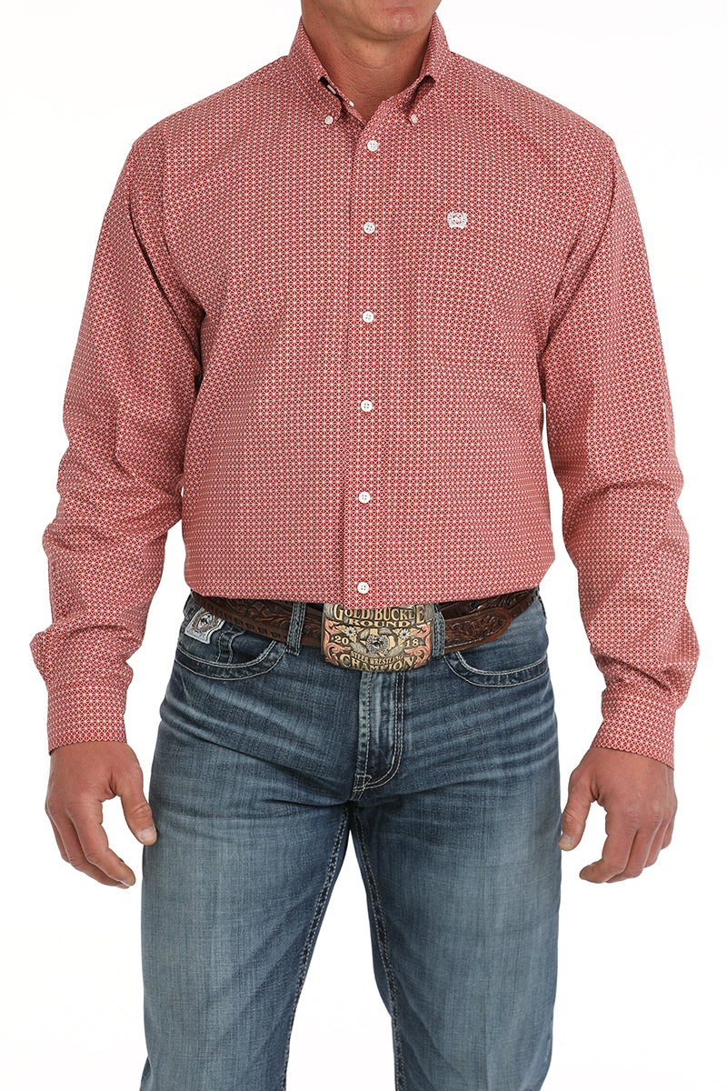 CINCH Men's Red Button-Down Western Shirt
