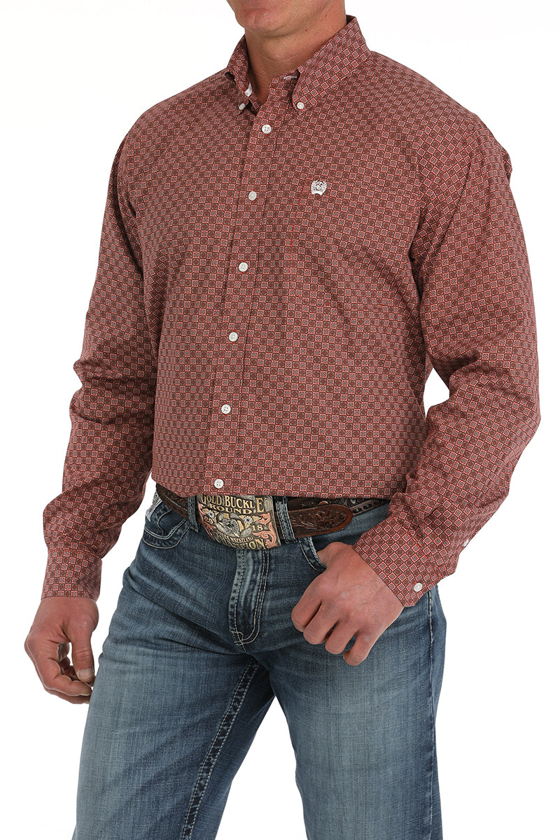 CINCH Men's Red Button-Down Western Shirt
