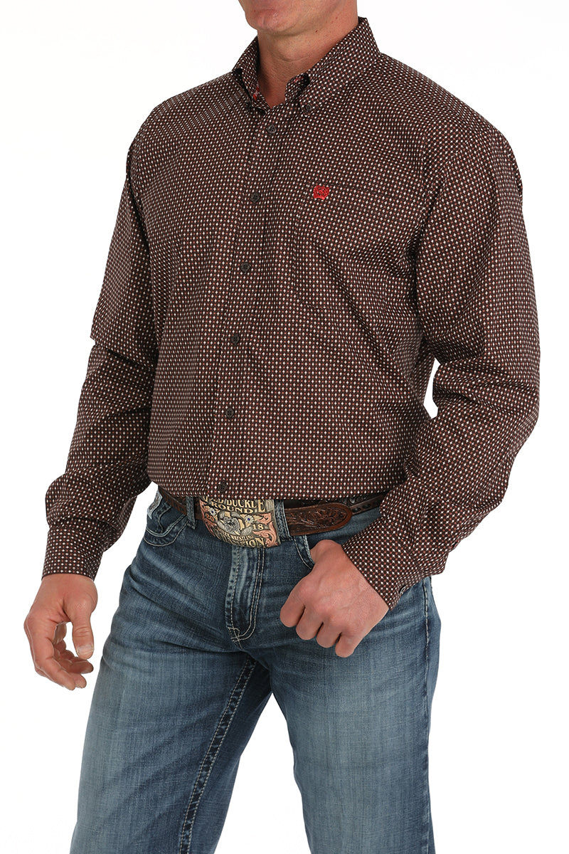 CINCH Men's Brown Button-Down Western Shirt